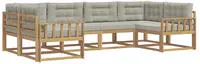 vidaXL Outdoor-Sofagarnitur 6 stk. 6-Sitzer Wei&szlig; und Hellgrau