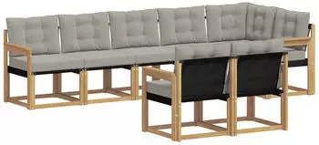 vidaXL Outdoor-Sofagarnitur 8-tlg. wei&szlig; und hellgrau (3389589)