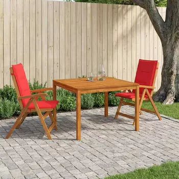 vidaXL 3-teilige Garten-Essgruppe, Massivholz Akazie (3434612)