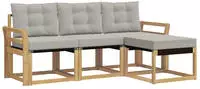 vidaXL Outdoor-Sofagarnitur 4 stk. 4-Sitzer Wei&szlig; und Hellgrau