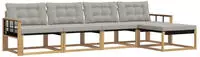 vidaXL Outdoor-Sofagarnitur 5 stk. 5-Sitzer Wei&szlig; und Hellgrau