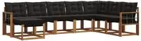 vidaXL Outdoor-Sofagarnitur 8 stk. 8-Sitzer Natur und Schwarz