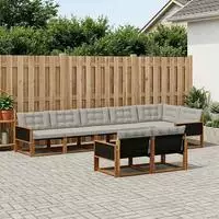 vidaXL Outdoor-Sofagarnitur 8 stk. 8-Sitzer Natur und Hellgrau