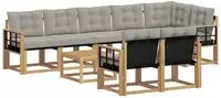 vidaXL Outdoor-Sofagarnitur 9 stk. 8-Sitzer Wei&szlig; und Hellgrau