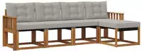 vidaXL Outdoor-Sofagarnitur 5 stk. 5-Sitzer Natur und Hellgrau