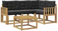 vidaXL Outdoor-Sofagarnitur 5 stk. 4-Sitzer Wei&szlig; und Schwarz