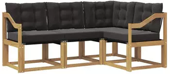 vidaXL Outdoor-Sofagarnitur mit Kissen 4-tlg., wei&szlig; und schwarz (3389438)