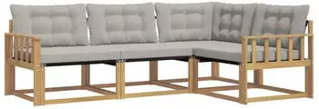 vidaXL Outdoor-Sofagarnitur mit Kissen 4-tlg., wei&szlig; und hellgrau (3388633)