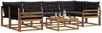 vidaXL Outdoor-Sofagarnitur 7 stk. 6-Sitzer Natur und Schwarz