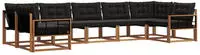 vidaXL Outdoor-Sofagarnitur 7 stk. 7-Sitzer Natur und Schwarz