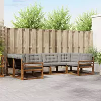 vidaXL Outdoor-Sofagarnitur 6 stk. 6-Sitzer Natur und Hellgrau