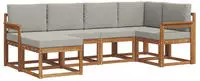 vidaXL Outdoor-Sofagarnitur 6 stk. 6-Sitzer Natur und Hellgrau