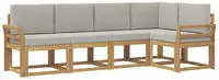vidaXL Outdoor-Sofagarnitur 5 stk. 5-Sitzer Wei&szlig; und Hellgrau