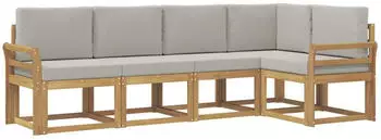 vidaXL Outdoor-Sofagarnitur 5-tlg. wei&szlig; und hellgrau (3387630)