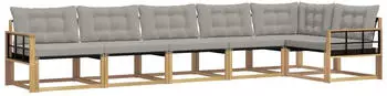 vidaXL Outdoor-Sofagarnitur 6-tlg., wei&szlig; und hellgrau (3388737)