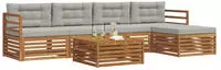 vidaXL Outdoor-Sofagarnitur 6 stk. 5-Sitzer Natur und Hellgrau