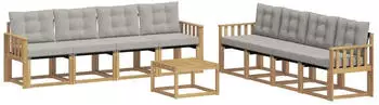 vidaXL Outdoor-Sofagarnitur 9-tlg. wei&szlig; und hellgrau (3389329)