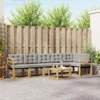 vidaXL Outdoor-Sofagarnitur 7 stk. 6-Sitzer Wei&szlig; und Hellgrau