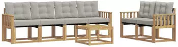 vidaXL Outdoor-Sofagarnitur 7-tlg., wei&szlig; und hellgrau (3389233)