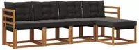 vidaXL Outdoor-Sofagarnitur 5 stk. 5-Sitzer Natur und Schwarz