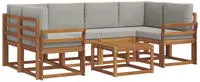 vidaXL Outdoor-Sofagarnitur 7 stk. 6-Sitzer Natur und Hellgrau