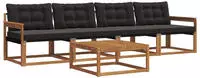 vidaXL Outdoor-Sofagarnitur 5 stk. 4-Sitzer Natur und Schwarz