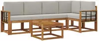 vidaXL Outdoor-Sofagarnitur 6 stk. 5-Sitzer Natur und Hellgrau