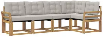 vidaXL Outdoor-Sofagarnitur mit Kissen, 5-tlg., wei&szlig; und hellgrau (3389477)