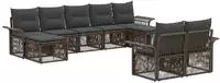 vidaXL Gartensofa-set 9 stk. 9-Sitzer Grau Poly-Rattan