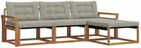 vidaXL Outdoor-Sofagarnitur 4 stk. 4-Sitzer Natur und Hellgrau