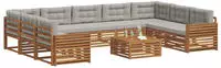 vidaXL Outdoor-Sofagarnitur 10 stk. 9-Sitzer Natur und Hellgrau