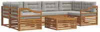 vidaXL Outdoor-Sofagarnitur 7 stk. 6-Sitzer Natur und Hellgrau