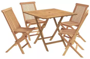 vidaXL Garten-Bistro-Set klappbar, 5-teilig, Teak natur