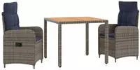 vidaXL Outdoortisch-Set 3 stk. Grey and Navy Blue 90 x 90 x 75 cm