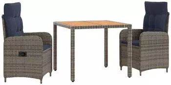 vidaXL Outdoor-Tischset 3-tlg. PE-Rattan und pulverbeschichteter Stahl (3422286)
