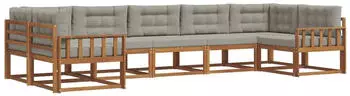 vidaXL Gartenlounge-Set 7-tlg. natur und hellgrau (3368099)