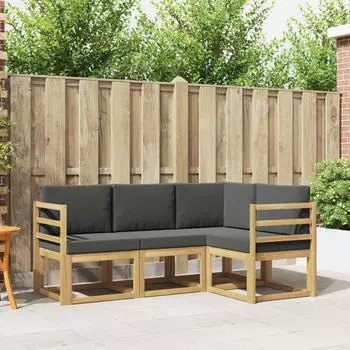 vidaXL Outdoor-Sofagarnitur mit Kissen, 4-tlg., wei&szlig; und anthrazit (3387546)