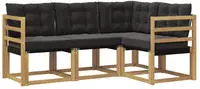 vidaXL Outdoor-Sofagarnitur 4 stk. 4-Sitzer Wei&szlig; und Schwarz