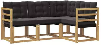 vidaXL Outdoor-Sofagarnitur mit Kissen 4-tlg., wei&szlig; und schwarz (3389418)