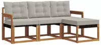 vidaXL Outdoor-Sofagarnitur 4 stk. 4-Sitzer Natur und Hellgrau