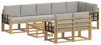 vidaXL Outdoor-Sofagarnitur 9 stk. 8-Sitzer Wei&szlig; und Hellgrau