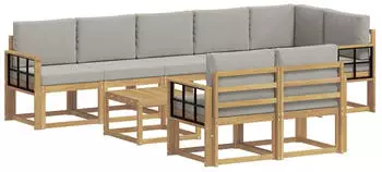 vidaXL Outdoor-Sofagarnitur 9-tlg., wei&szlig; und hellgrau (3387850)