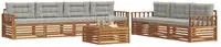 vidaXL Outdoor-Sofagarnitur 8 stk. 7-Sitzer Natur und Hellgrau