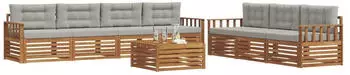 vidaXL Outdoor-Sofagarnitur mit Kissen 8-tlg., natur und hellgrau (3373131)