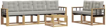 vidaXL Outdoor-Sofagarnitur 7-tlg. wei&szlig; und hellgrau (3389241)