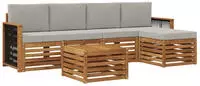 vidaXL Outdoor-Sofagarnitur 6 stk. 5-Sitzer Natur und Hellgrau