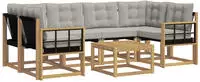 vidaXL Outdoor-Sofagarnitur 7 stk. 6-Sitzer Wei&szlig; und Hellgrau