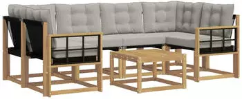 vidaXL Outdoor-Sofagarnitur 7-tlg., wei&szlig; und hellgrau (3389265)