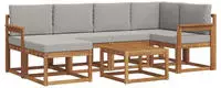 vidaXL Outdoor-Sofagarnitur 7 stk. 6-Sitzer Natur und Hellgrau