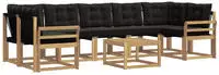 vidaXL Outdoor-Sofagarnitur 8 stk. 7-Sitzer Wei&szlig; und Schwarz